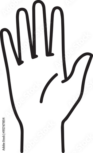 Minimalist black outline of human hand palm for palmistry and hand safety concept vector illustration EPS file