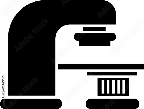 Xray machine medical equipment icon group in black flat style featuring radiology, scanner, imaging, diagnostic, hospital technology and healthcare synonym elements for clinic desi