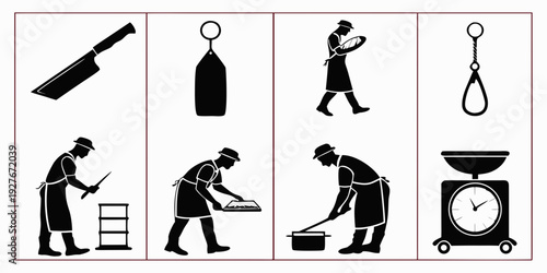 A variety of torture devices and methods from different historical periods Vector