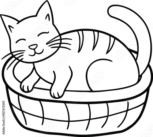 cartoon-cat-sleeping-in-a-basket--clean-vector .eps
