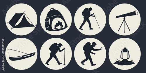 A collection of winter sports icons featuring skiing, snowboarding, and ice skating. Vector