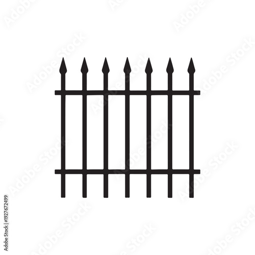 Spear top iron fence gate silhouette vector design