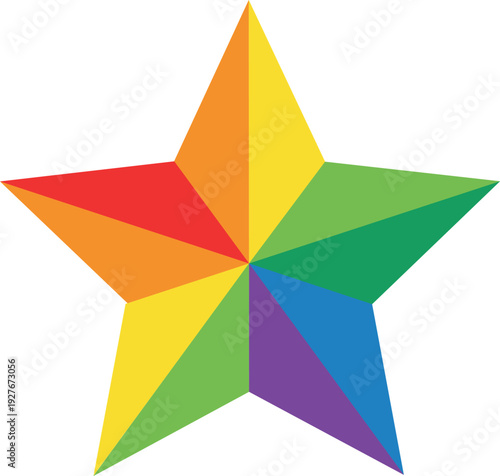 Colorful rainbow star icon with multi colored segments for diversity and creative excellence concept vector illustration EPS file