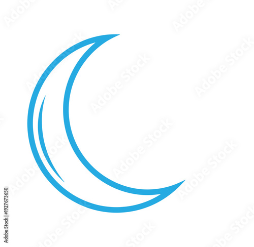 blue crescent moon symbol icon for astronomy and night sky themes