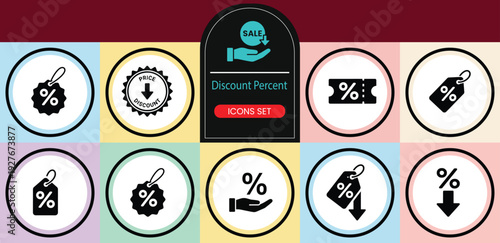 Discount Percent Icons Set Sale Promotion Coupon Price Vector Collection.eps