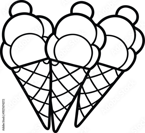 cartoon-ice-cream-cones--line-art-vector .eps