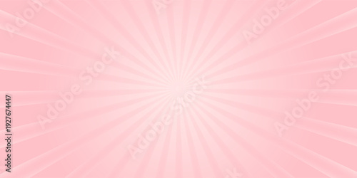 Candy color sunburst background. Abstract pink cream sunbeams design wallpaper. Colorful spinning lines for template, banner, poster, flyer. Sweet rotating cartoon swirl or whirlpool. Vector backdrop
