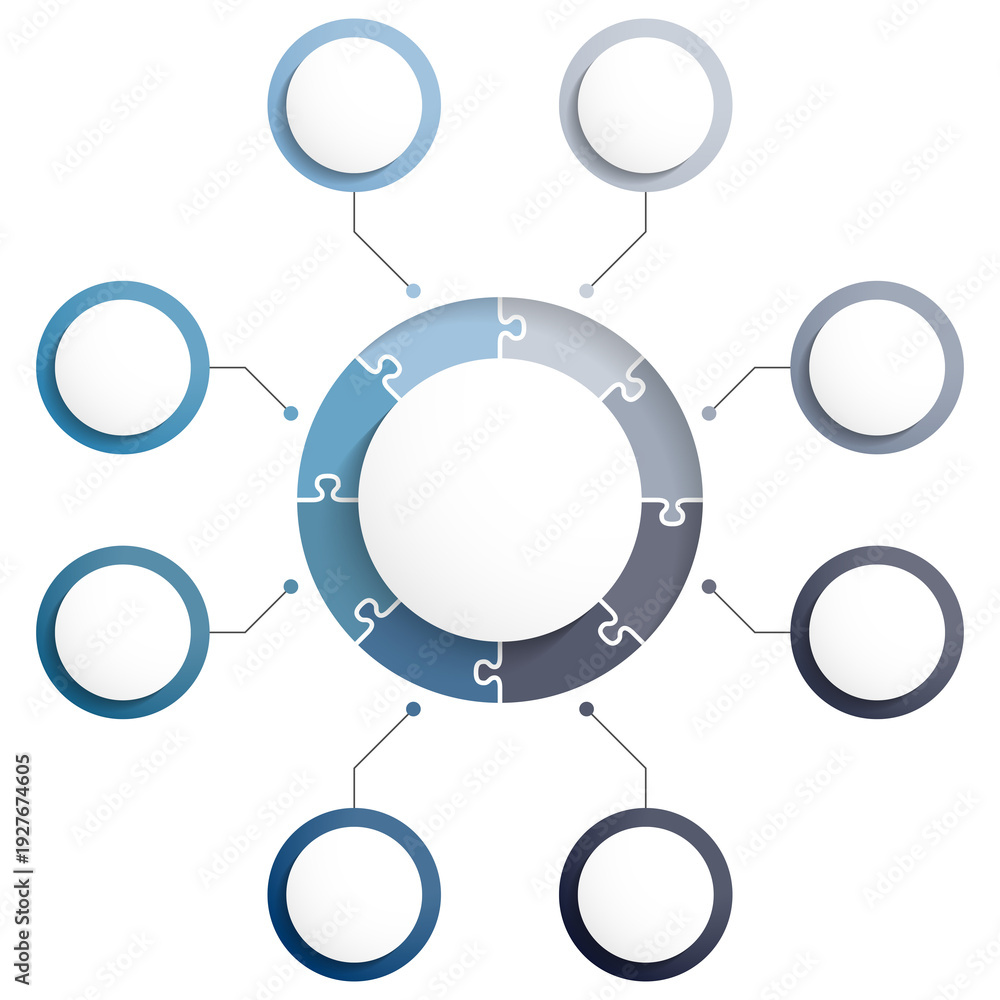 Naklejka premium Circle diagram template with six puzzle elements, infographic template