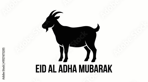 Eid al-Adha Mubarak Vector – Goat Silhouette Symbolizing Qurbani for Islamic Festival Graphics, Greeting Posters, and Spiritual Sacrifice Design Projects