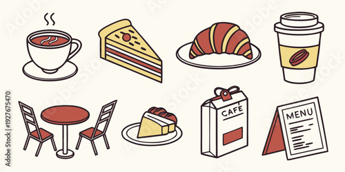 Assorted delicious foods and beverages on a table Vector