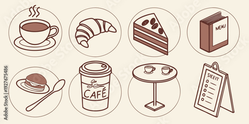 Assorted pastries and desserts displayed on a white background Vector