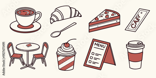 A delightful assortment of breakfast items including toast, eggs, and coffee Vector