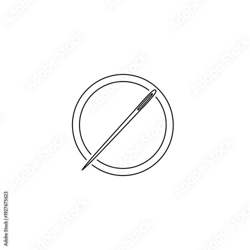 Simple Sewing Needle and Thread Circle Icon Vector Illustration