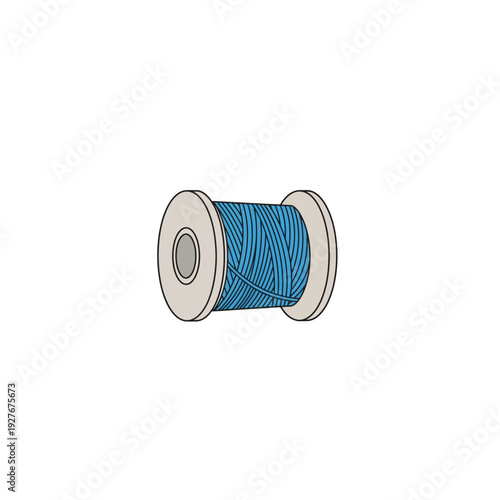 Vibrant Blue Thread Spool for Tailoring and Crafting Vector Icon