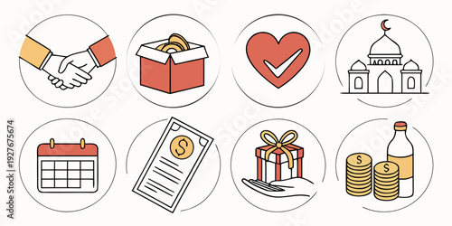 Diverse icons representing various aspects of life and technology Vector