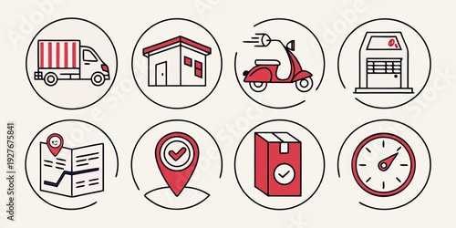 Various icons representing different types of businesses and services Vector