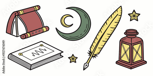 A diverse collection of religious symbols and objects from various faiths Vector