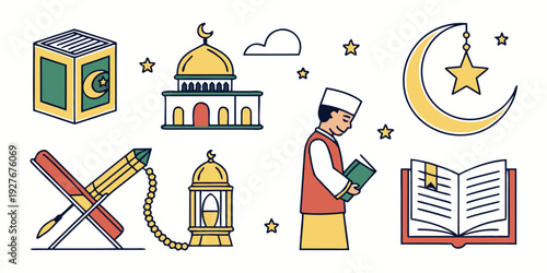 Diverse religious symbols and objects representing various faiths and beliefs Vector