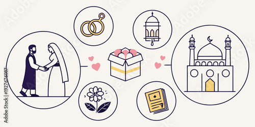 Illustration of a woman using a computer to access various services and information Vector