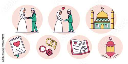 Assorted colorful illustrations of various objects and activities Vector