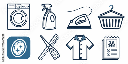 A collection of various laundry-related icons and symbols Vector