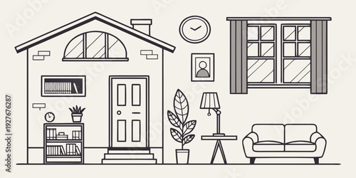 A family enjoying a day at home with various activities and chores Vector