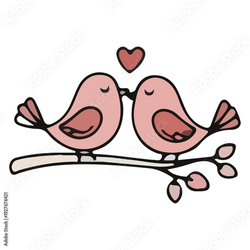 Cute Love Birds Illustration