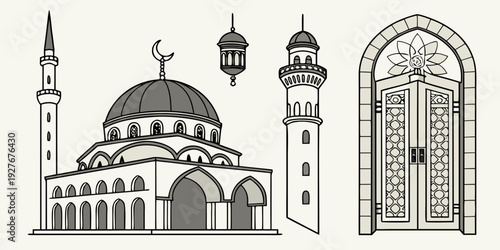 Historic buildings showcasing diverse architectural styles and cultural heritage Vector