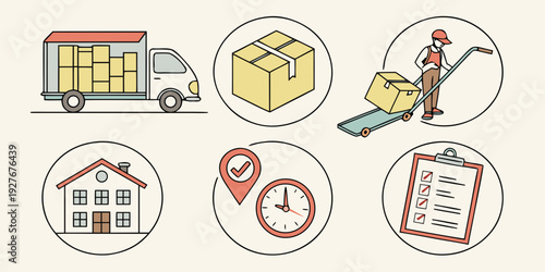 Icons representing various services and activities related to home and business Vector