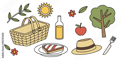 A delightful array of fresh fruits, vegetables, and baked goods on a table Vector