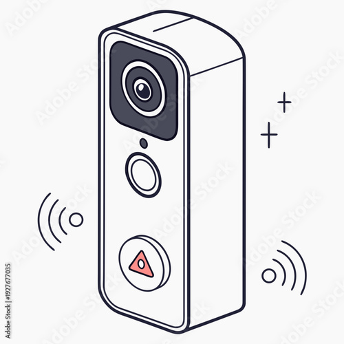A smart doorbell with a camera and alarm button