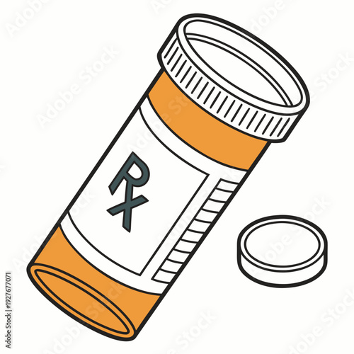 An orange prescription bottle with a white label