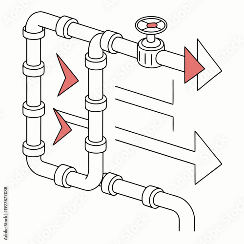 A diagram showing a plumbing system with arrows