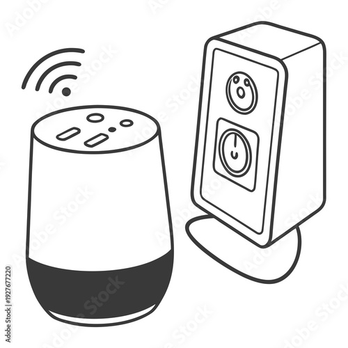 Smart speaker and power strip illustration