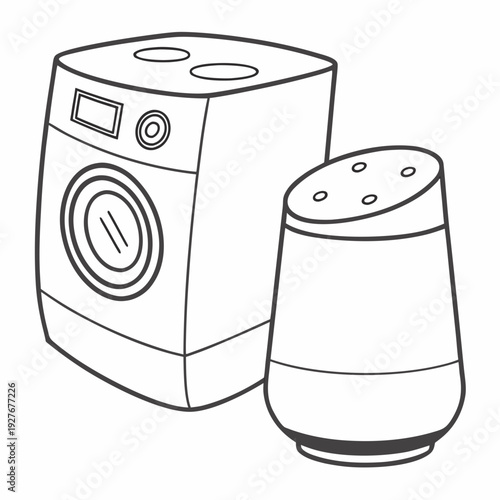 A washing machine and a container of salt