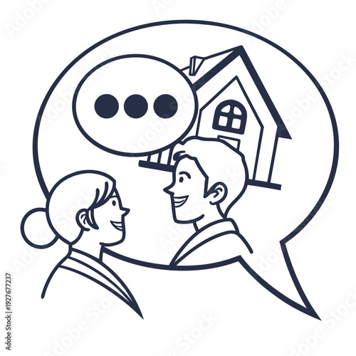 Couple talking about a house