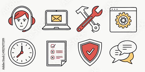 Collection of icons representing various software tools and applications Vector