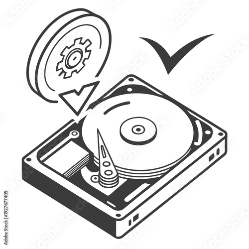 A hard drive with a disk being inserted