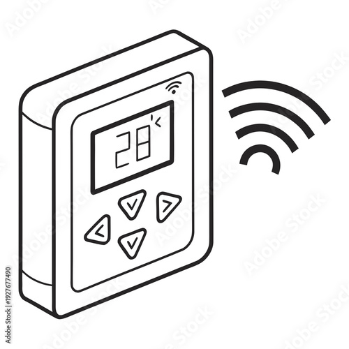 A thermostat with a digital display and wireless connectivity