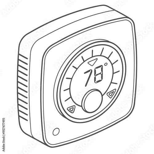 A thermostat with a digital temperature display