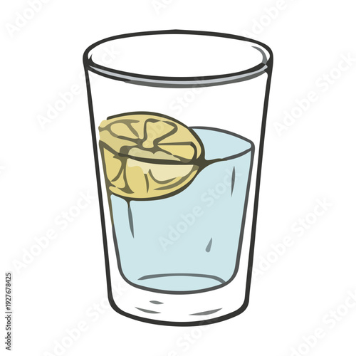 Glass of Water with Lemon Slice