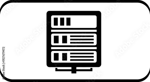 Icon depicting a server rack with multiple connected servers