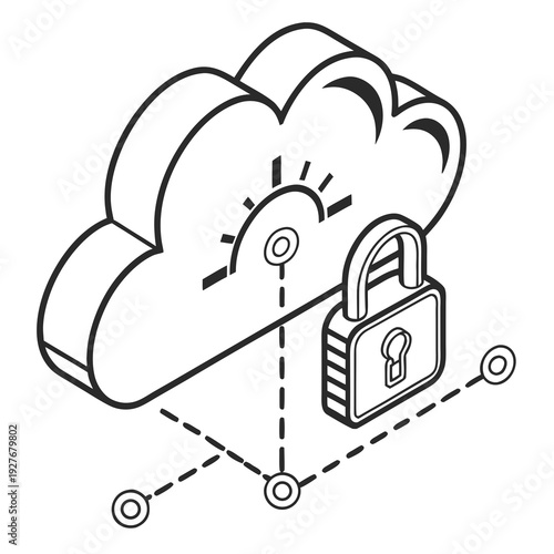 A cloud with a lock and key for secure data storage