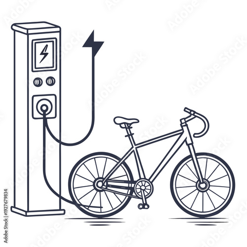 Electric bicycle charging at a station