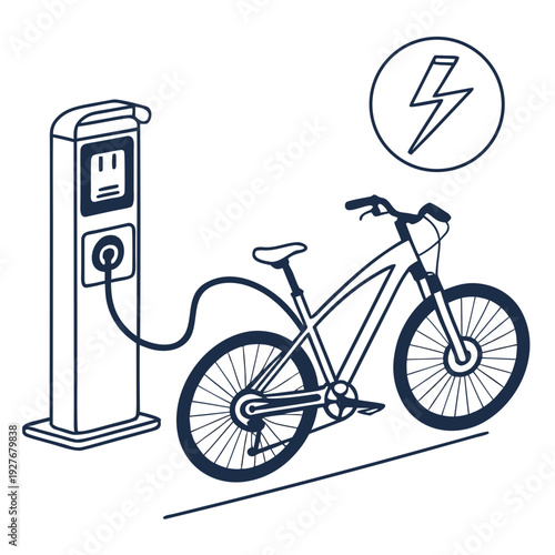 Electric bicycle charging at a station