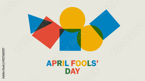 April Fools Day colorful abstract shapes symbolizing pranks