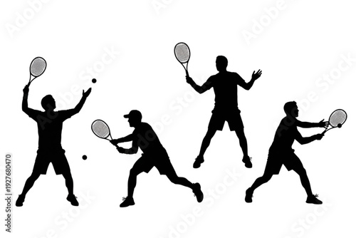 silhouettes of tennis players