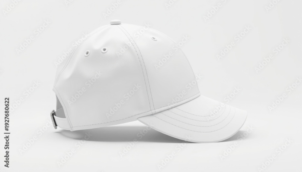 Fototapeta premium A white baseball cap with a curved brim