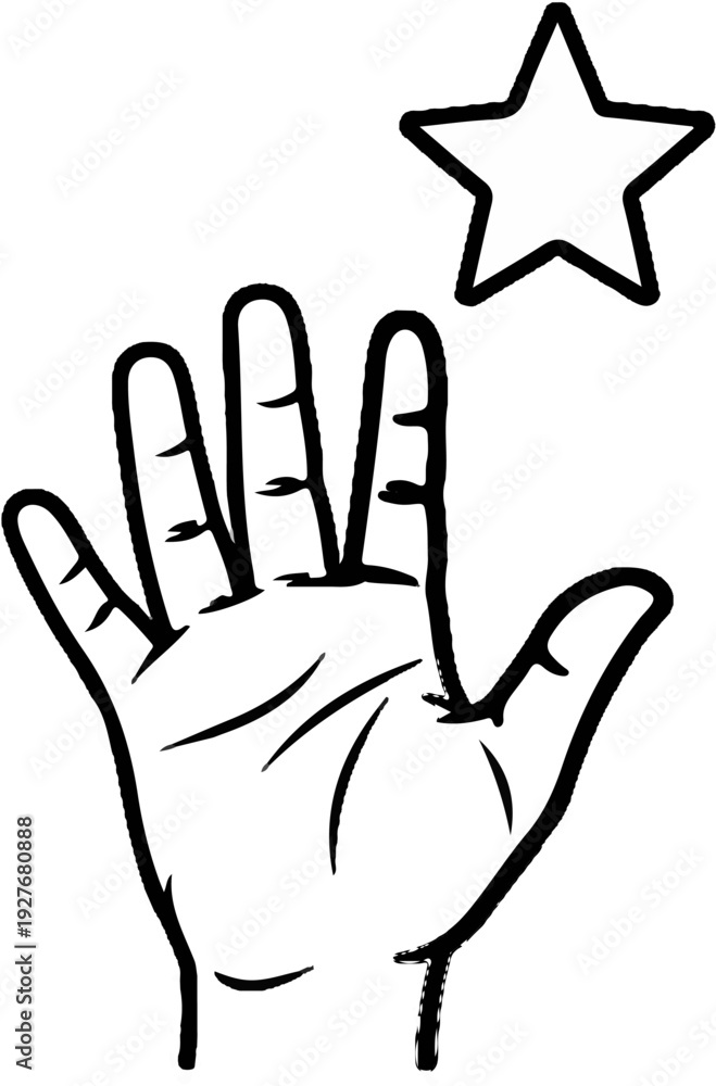 Obraz premium Hand reaching up towards a star shape
