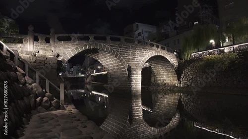 眼鏡橋の夜景の風景（長崎市）